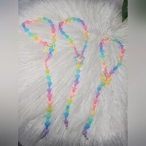 Kandi Kids Drop Star And Heart Glow In The Dark & silicon Bead necklace.
